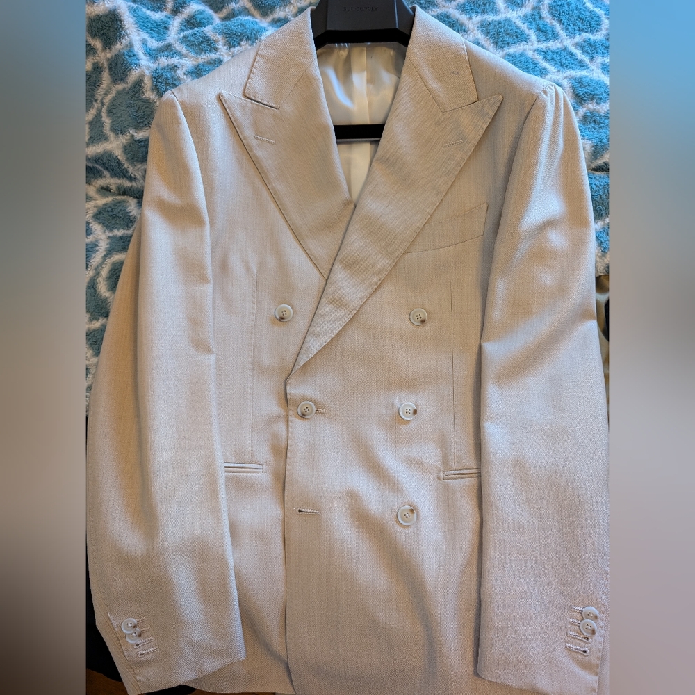 Super 110 Double Breasted Tan Suit